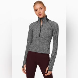 Lululemon Always Alert 1/2 Zip in Heathered Black - EXCELLENT/LIKE NEW condition